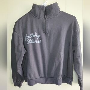 Women's Rolling Stones Quarter Zip Crop Pullover, Size Small